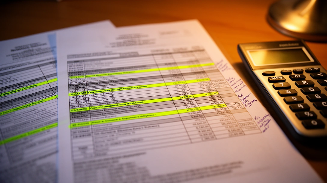 Liquidaciones de expensas con renglones subrayados y notas al margen